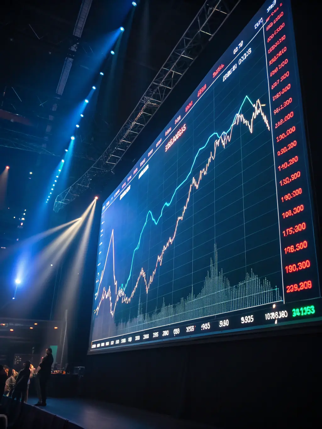 A graph showing investment growth over time, with upward trending lines and positive financial indicators.
